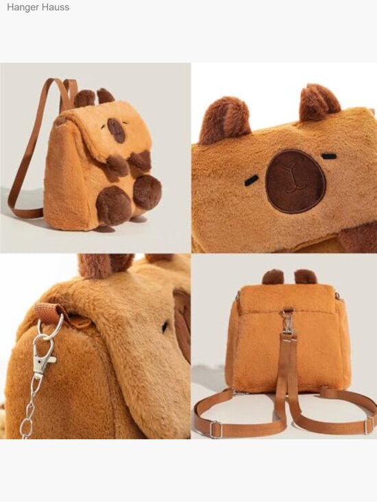 Capybara Plush Convertible Backpack Crossbody Bag main image 6